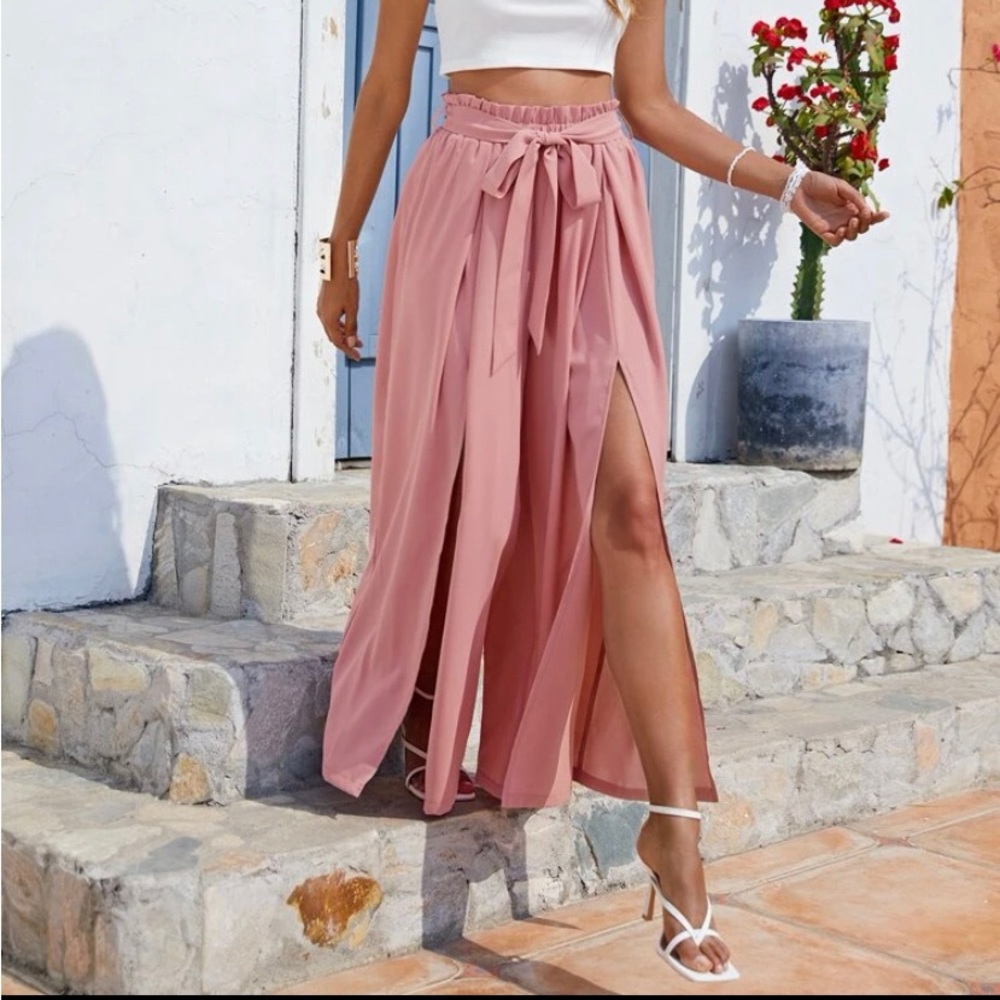 Split Thigh Belted Pants